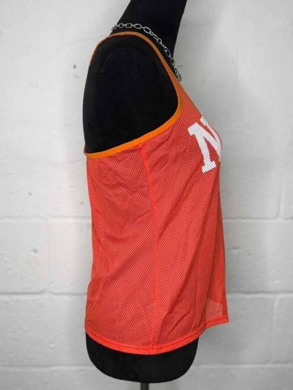 Y2K Nike Orange Mesh Jersey Racer-back Tank Top -Size medium! - Picture 3 of 5